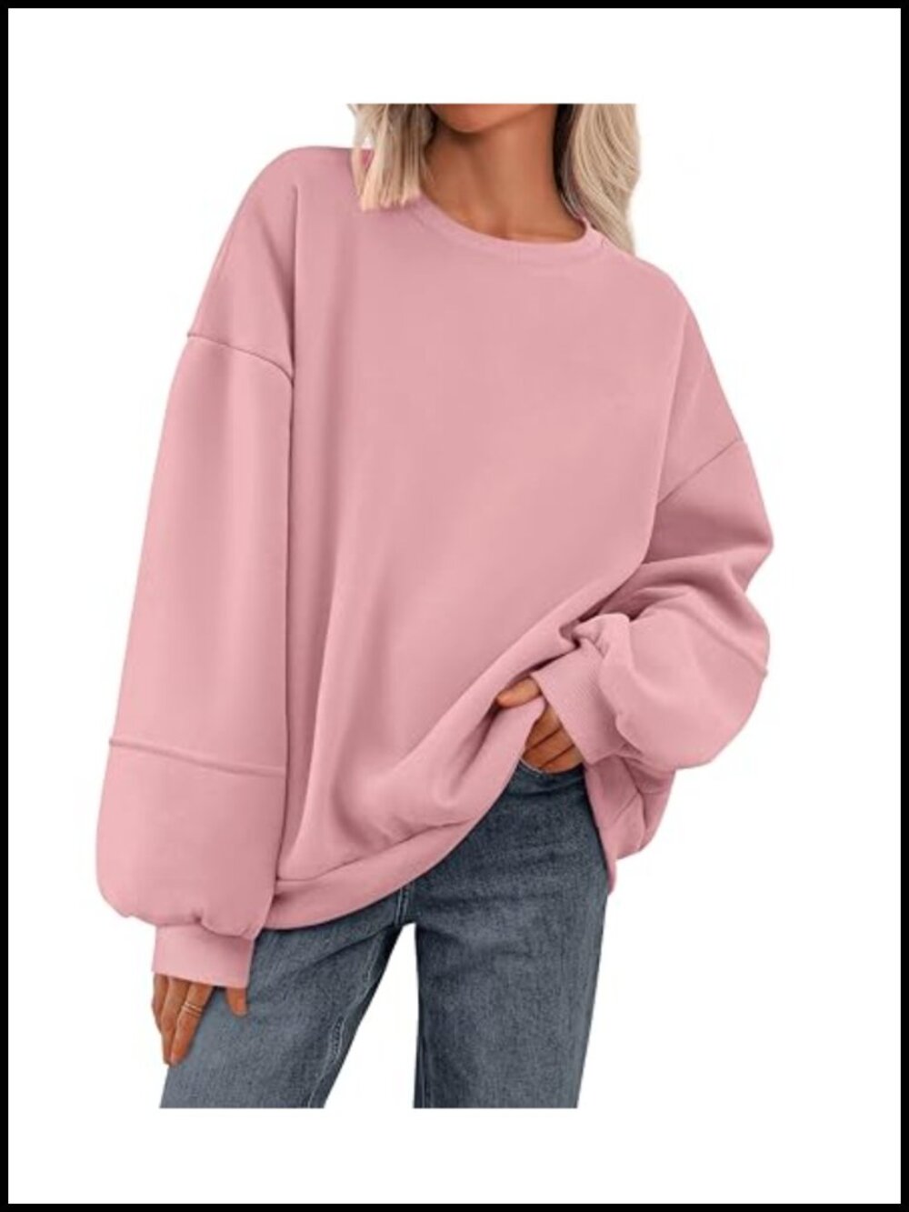 Oversized Fleece Crewneck Sweatshirt Long Sleeve Pullover Athleisure Casual